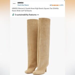 Women's Knee-High Suede Boots in Tan